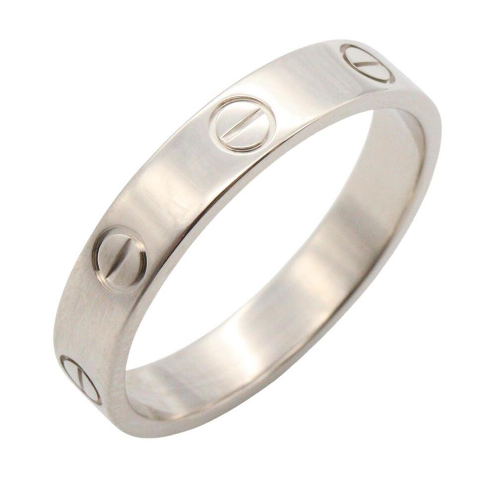 Cartier Mini Love Ring, 18K White Gold (18KWG), Silver Tone, B4085100 (Men's/...